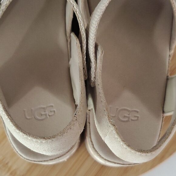 UGG Aubrey Suede Ankle Strap Platform Espadrille Sandal Beige Women's 7 NWOB - Picture 11 of 11